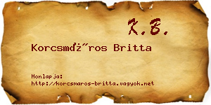 Korcsmáros Britta névjegykártya